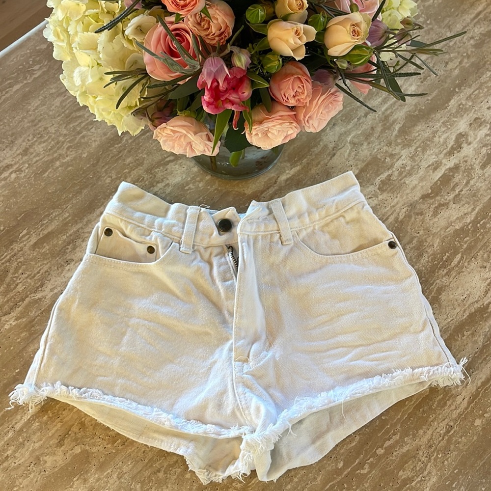 White denim cut off shorts